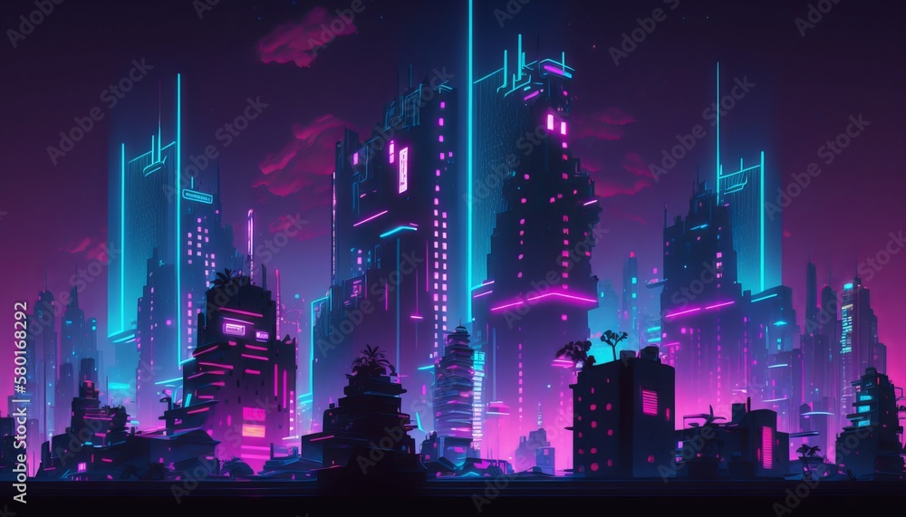Vibrant Night City Neon Lights