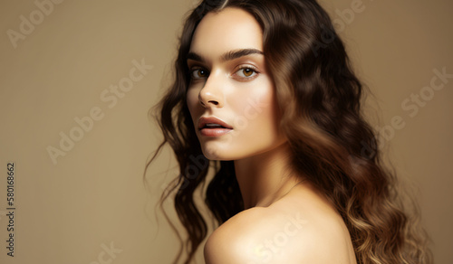 Portrait of young beautiful woman. AI generated image. 