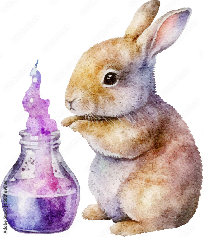 Cute bunny wizard illustration created with Generative AI technology ...
