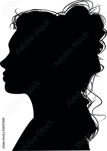female silhouette in profile. vector on white isolated background. young woman for poster or text. elegant background as well.	
