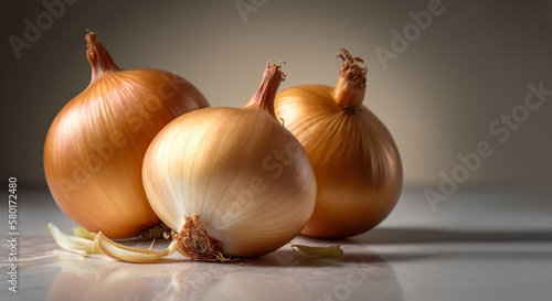 Close up group of onions on isolated background, Created using generative AI tools.