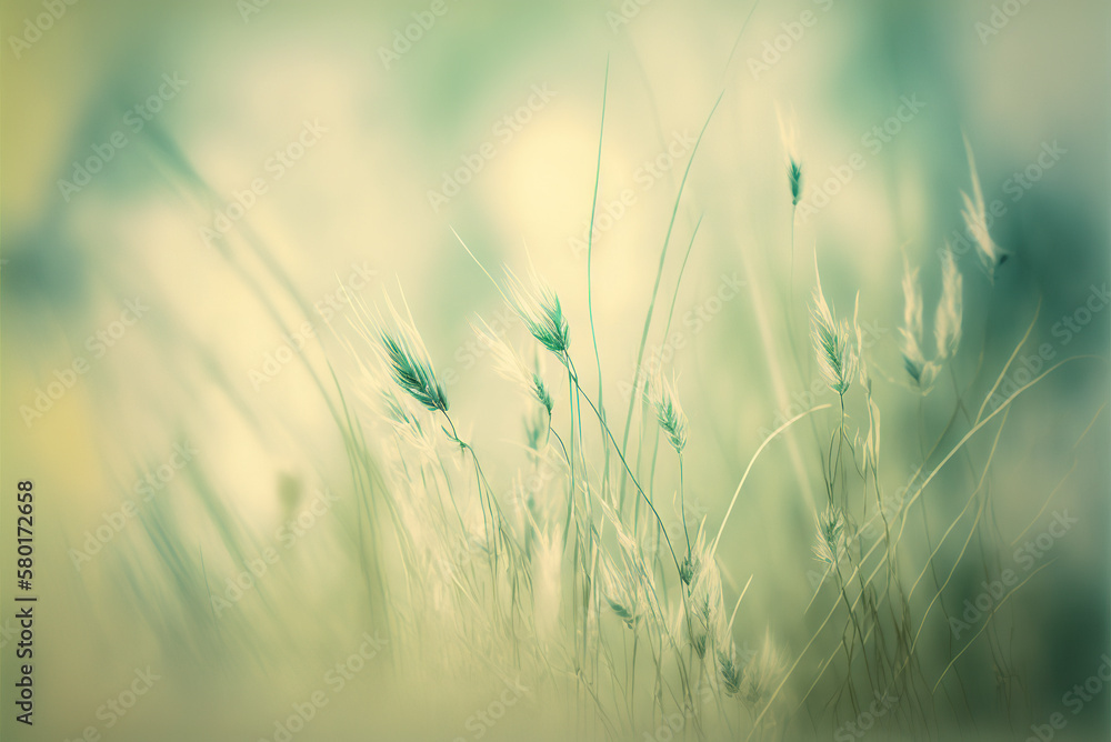 Background with green grass. AI generated image.	