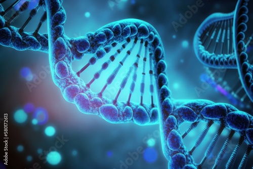 DNA helix close-up. The concept of evolution. AI generated