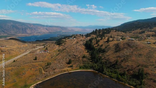 Aerial view of Spotted Lake in Osoyoos British Columbia Okanagan Valley on Hot Summer Day photo