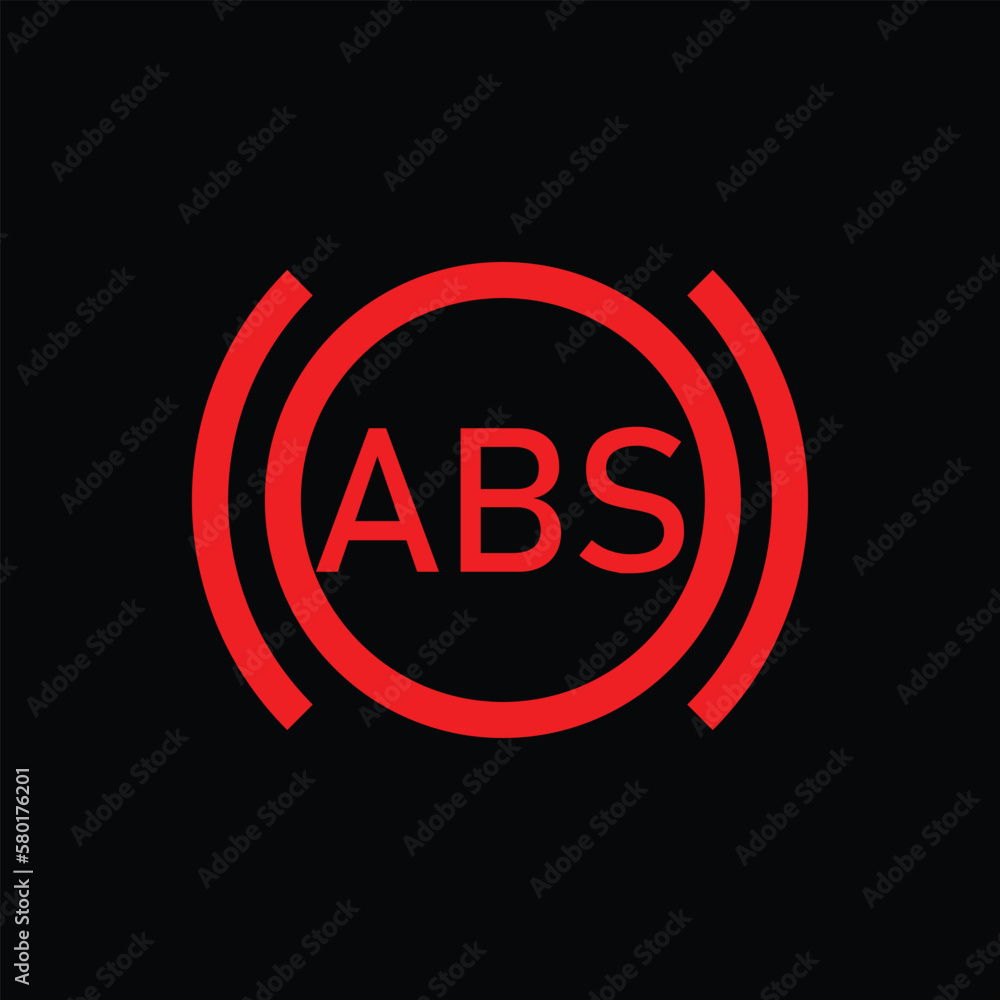 Antilock Braking System (ABS) Warning Light on Car Dashboard. Safety
