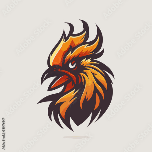 vector Fiery chicken head logo in white background 