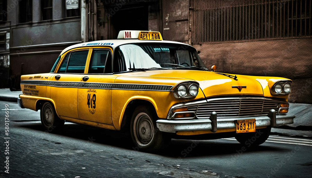 Fototapeta premium A NYC yellow cab - generative ai