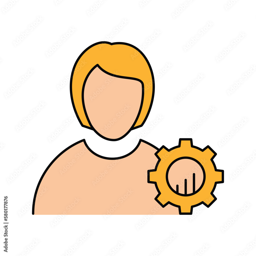 women, gear, grow, business women management icon women, gear, grow, business women management icon