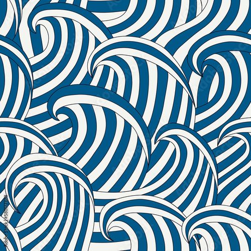 Print op canvas Great waves seamless pattern
