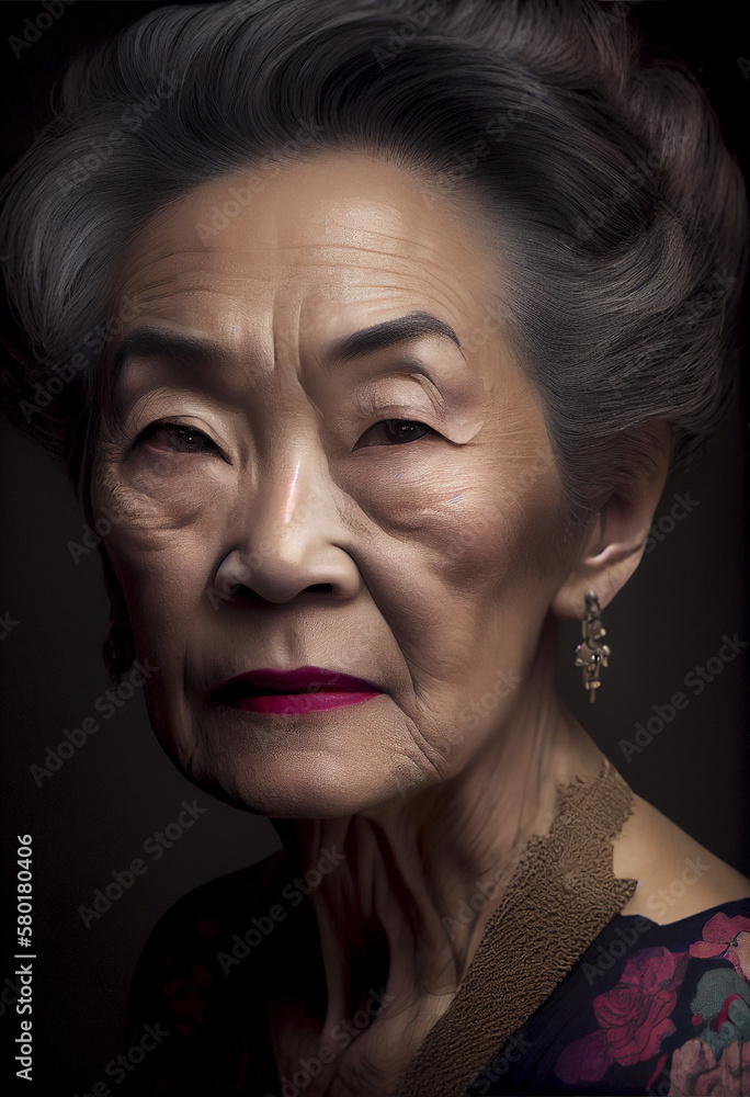 Older Asian model portrait, generative ai Older Asian model portrait, generative ai