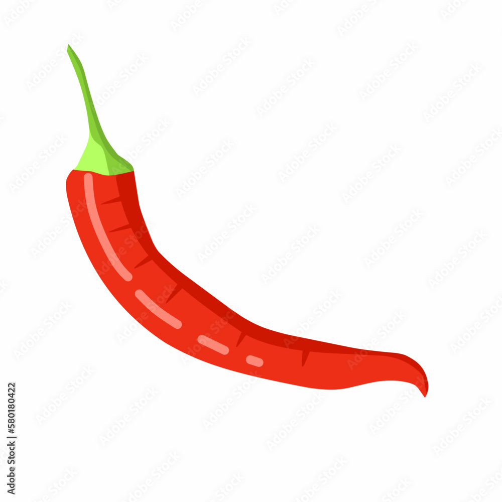 chili illustration, isolated white background. design flats. Red chili without leaves. chili illustration, isolated white background. design flats. Red chili without leaves.