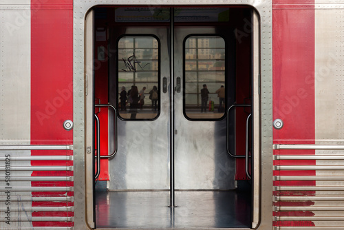 open door of a train compartment