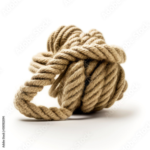 Frayed Rope about to Break , isolated white background, ai