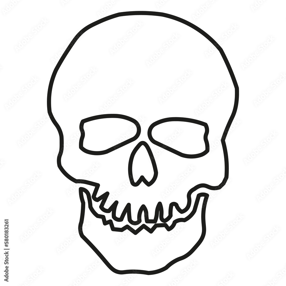 skull head design as halloween illustration, creepy vector with transparent background, dark illustration for halloween