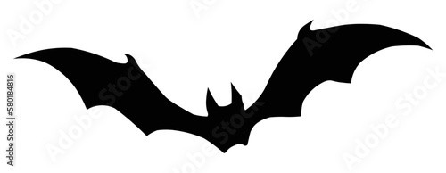 bat silhouette design as halloween illustration, creepy vector with transparent background, dark illustration for halloween photo