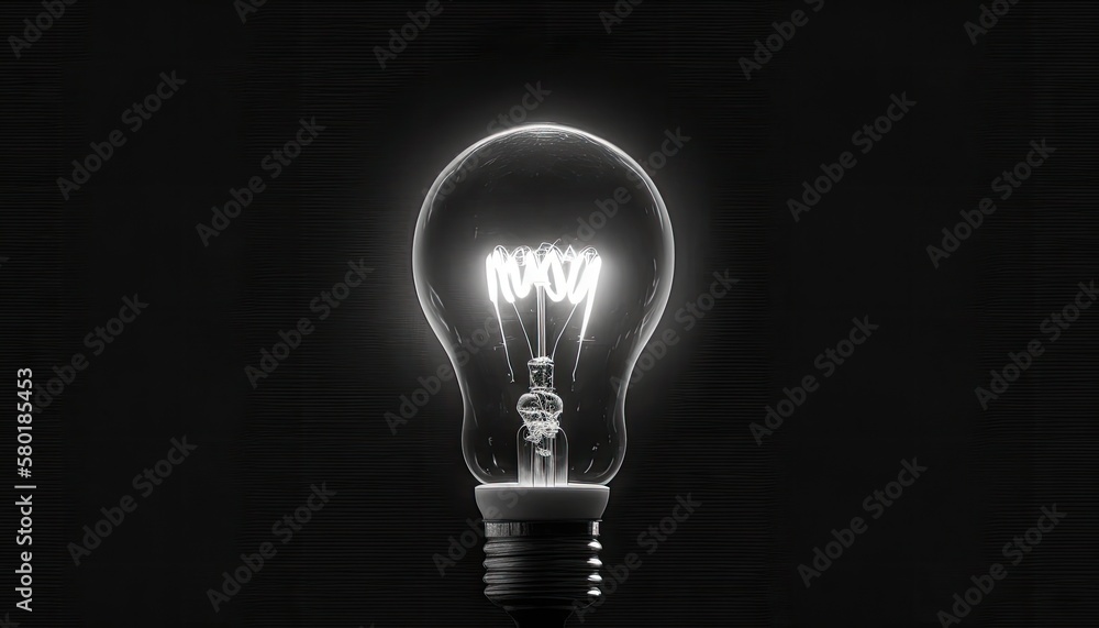 A single white lightbulb on a black background, with a soft and diffused light casting a warm glow. Simple, minimalistic, and stylish. generative ai A single white lightbulb on a black background, with a soft and diffused light casting a warm glow. Simple, minimalistic, and stylish. generative ai