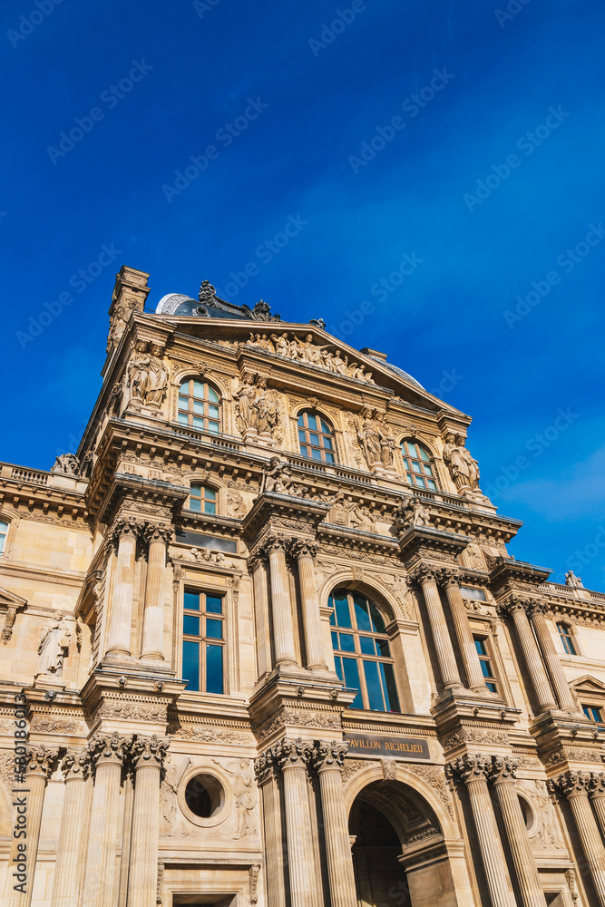 The façade of a building in Paris, France