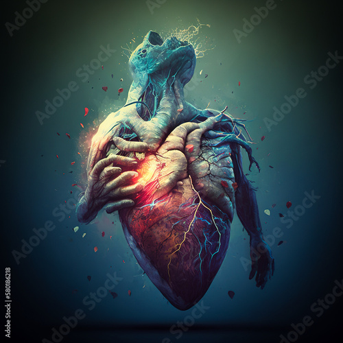 3d render of a surrealistic heartache - generative ai