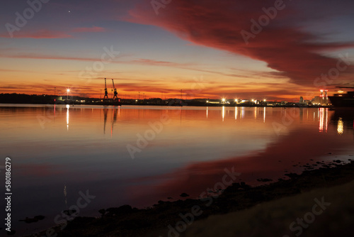 Sunset over Southampton Docks