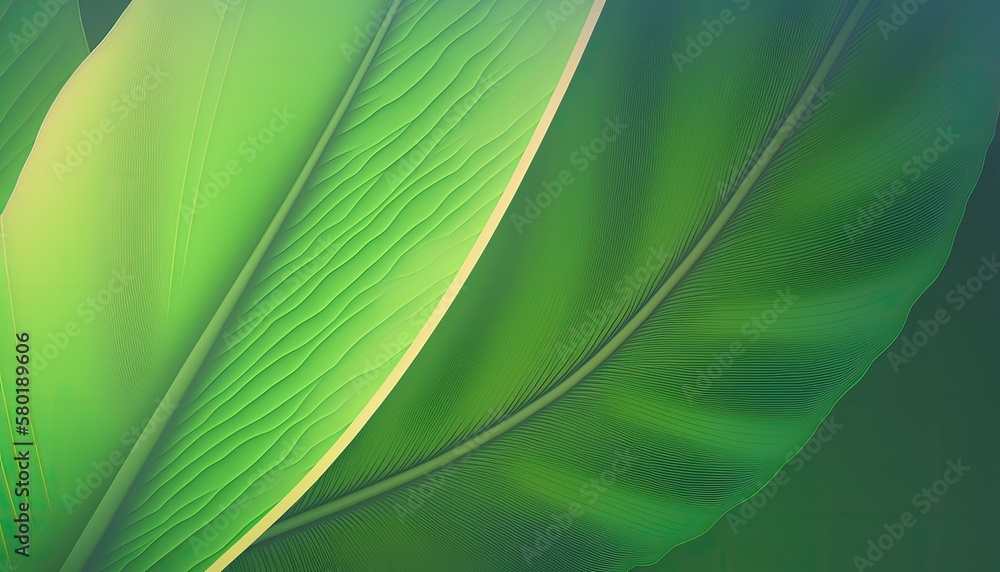 Green leaf abstract background texture / wallpaper. Generative AI illustration. Green leaf abstract background texture / wallpaper. Generative AI illustration.