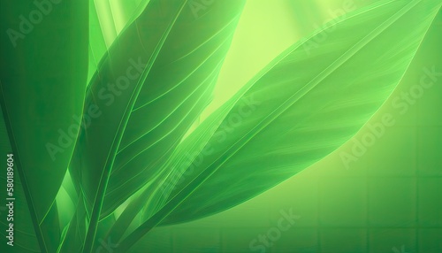 Green leaf abstract background texture / wallpaper. Generative AI illustration. 