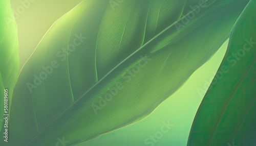 Green leaf abstract background texture / wallpaper. Generative AI illustration. 