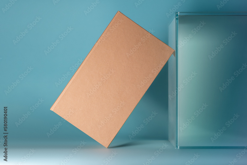 Eco cardboard packaging on a colored background Eco cardboard packaging on a colored background