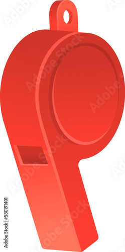 Red sport whistle stock vector illustration isolated on white background