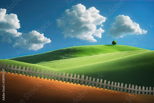 Fototapeta the grass is always greener on the other side of the fence envious comparison je