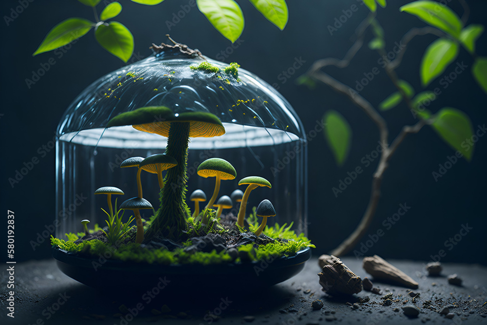 mushroom in a glass