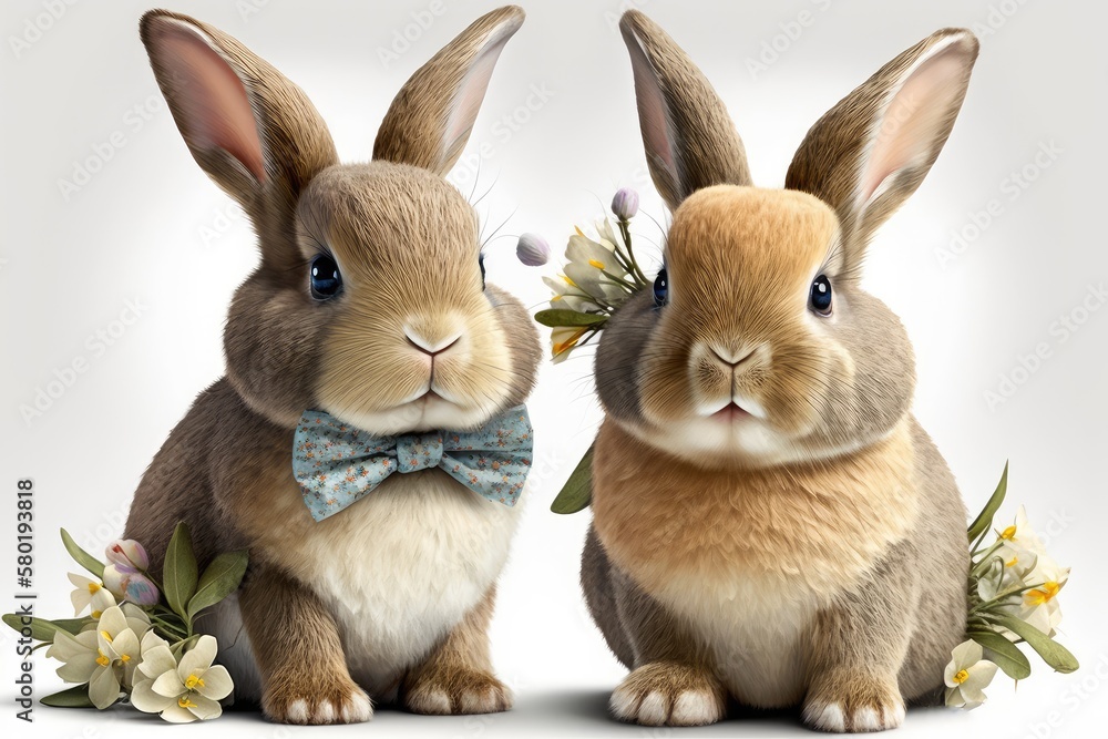 Fototapeta premium two rabbits on a white background