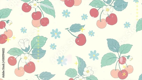 Wallpaper Mural Watercolor, flowers, strawberries, striped fruits Torontodigital.ca