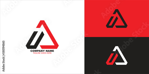 letter ua triangle logo design vector illustration template
