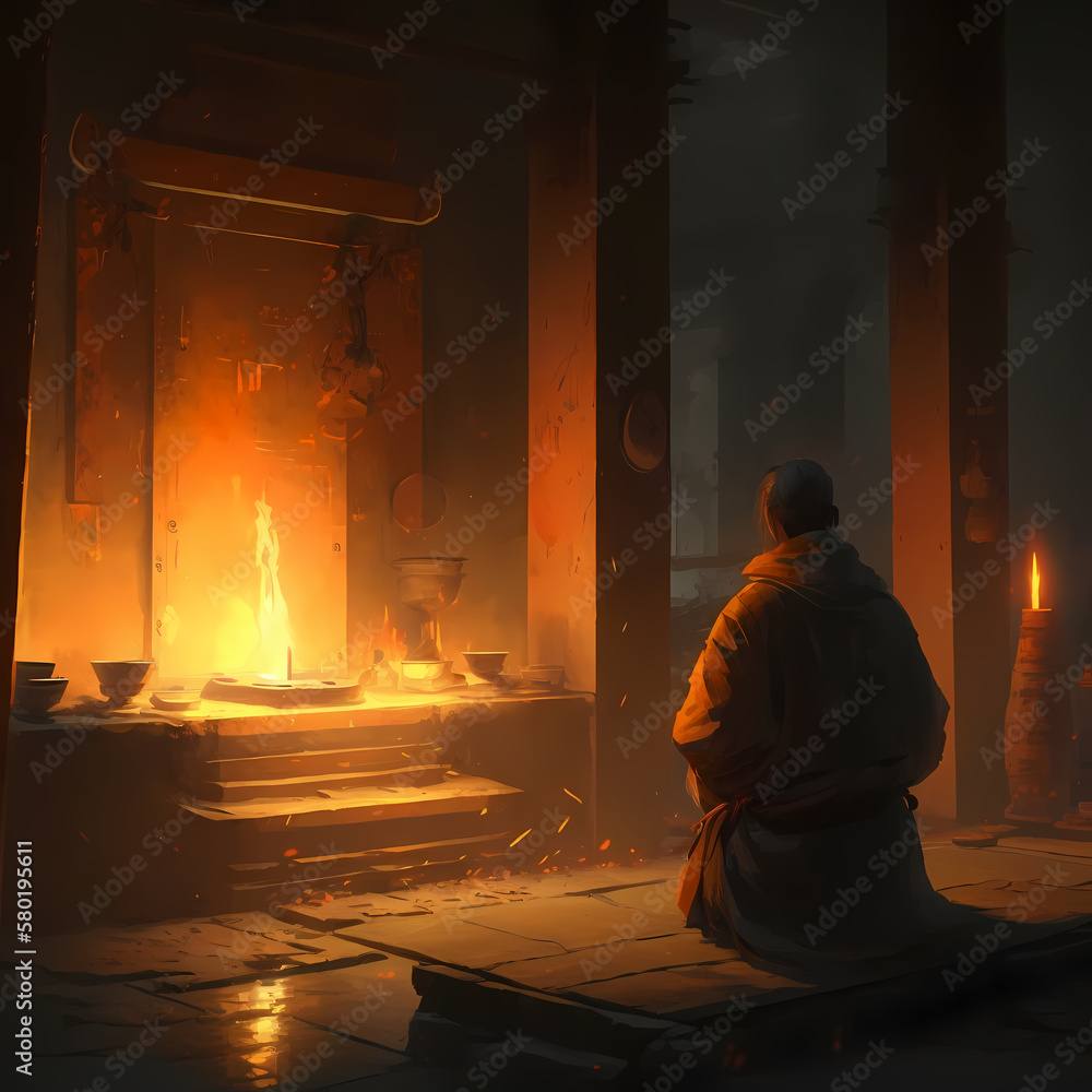 Prayer at Fire Temple. Generative AI Prayer at Fire Temple. Generative AI