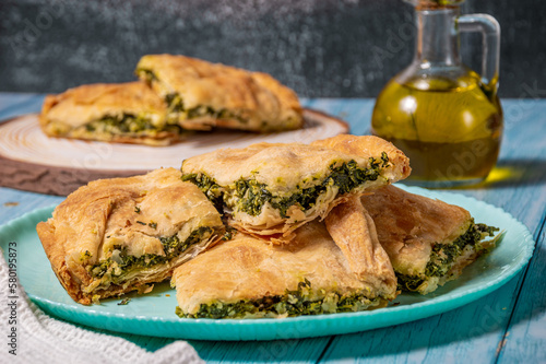 Greek Pie Spanakopita with Spinach and Cheese