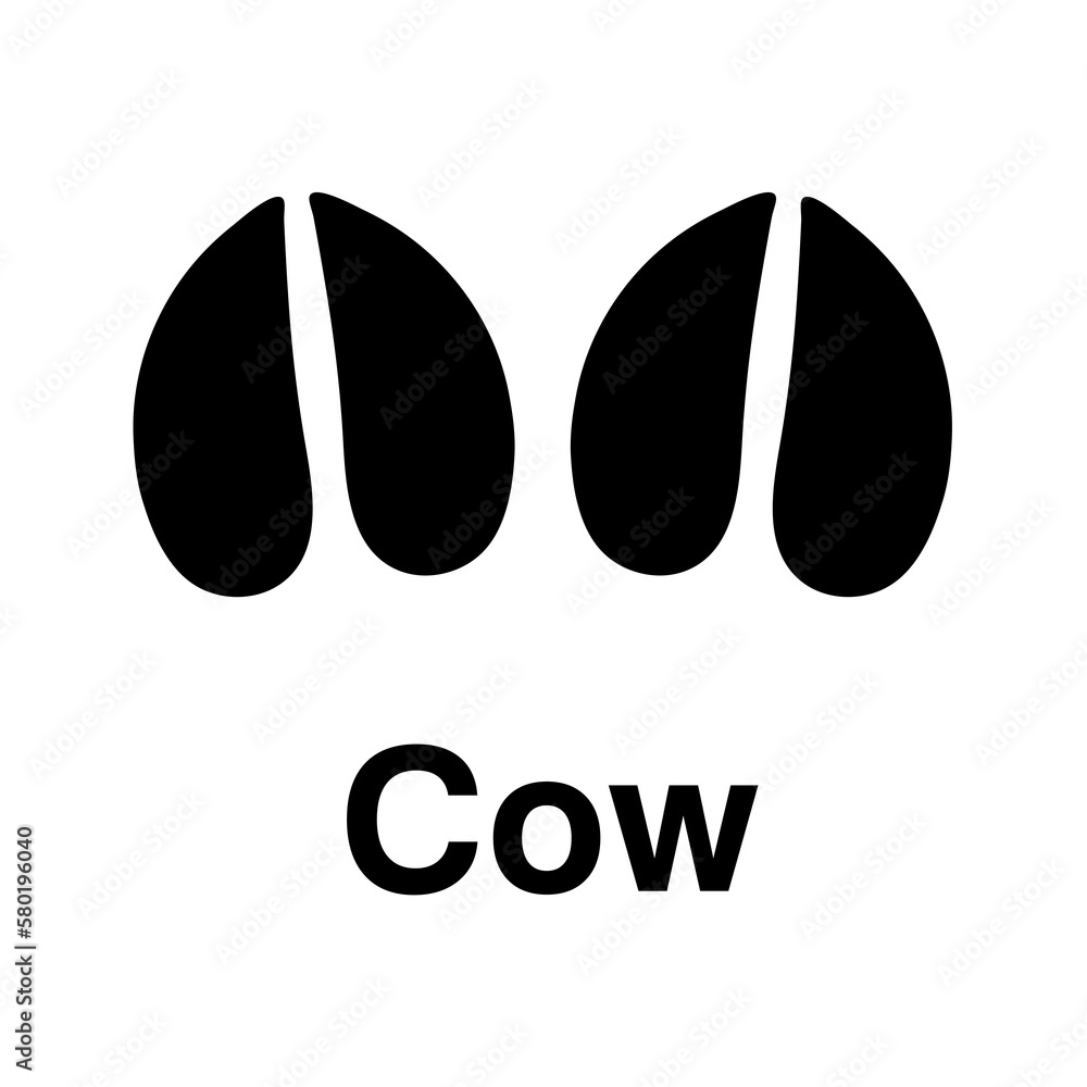 Cow Foot print, vector icon illustration, animal paw print isolated on white background.eps Cow Foot print, vector icon illustration, animal paw print isolated on white background.eps