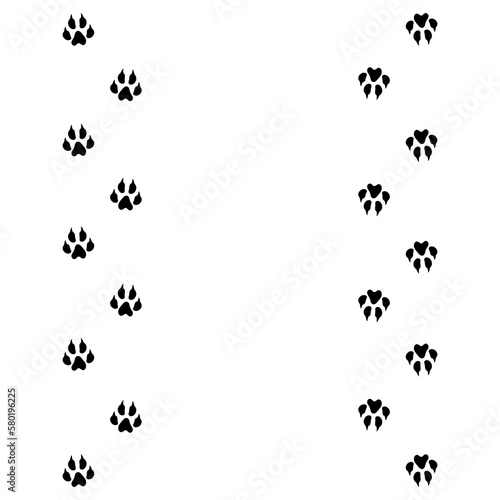 Fox foot print, animal paw print isolated on white background