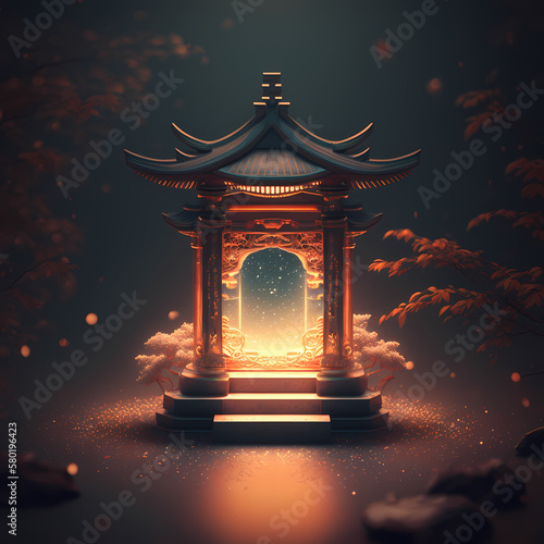 Shrine Illustration. Generative AI © premiumdesign
