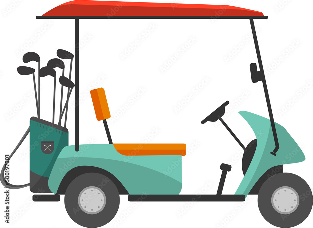 Cart golf and clubs icon isolated illustration.