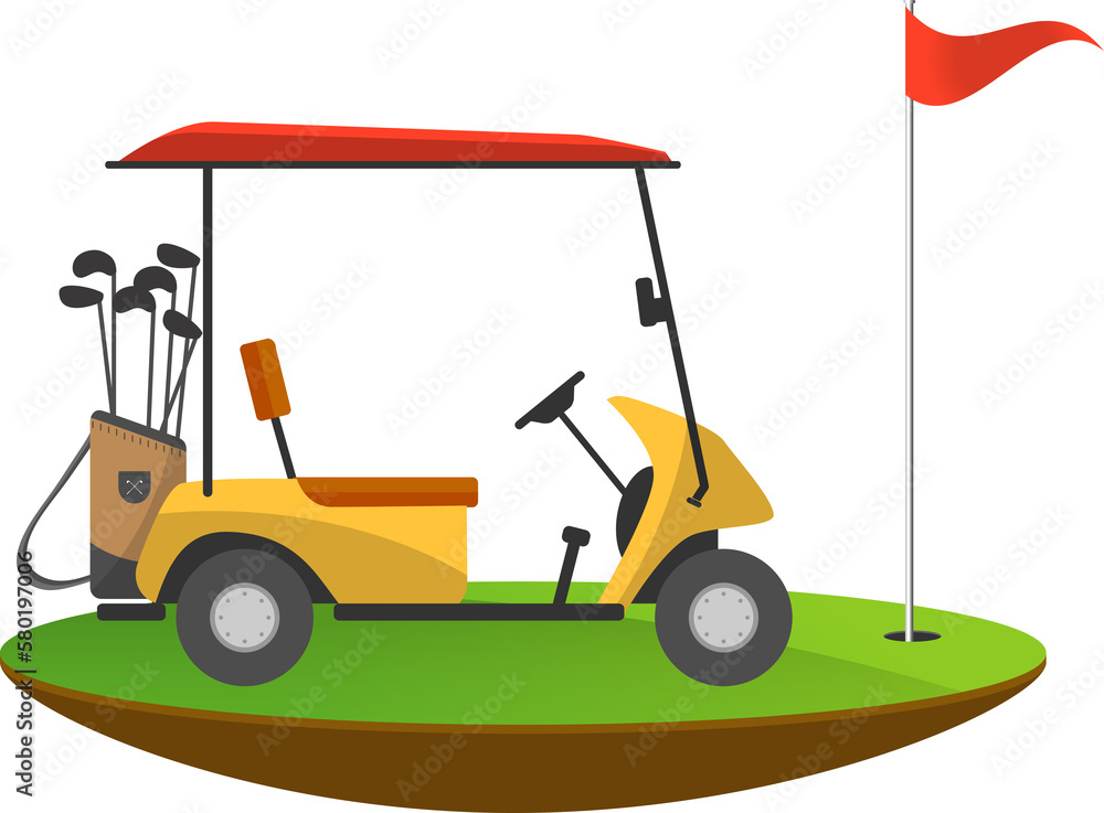 Cart golf and clubs icon isolated illustration.