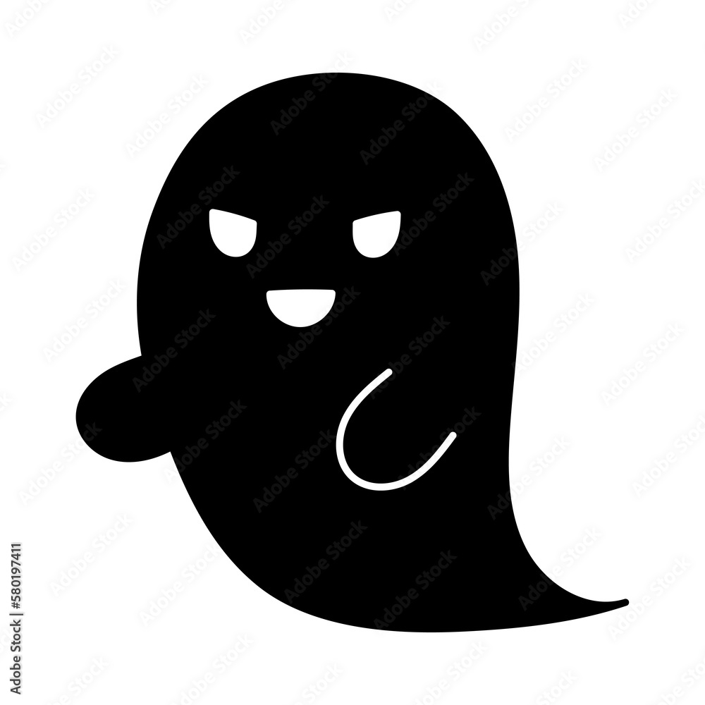 シンプルな黒いおばけ ハロウィン いじわるな顔 右向き シンプルな黒いおばけ ハロウィン いじわるな顔 右向き