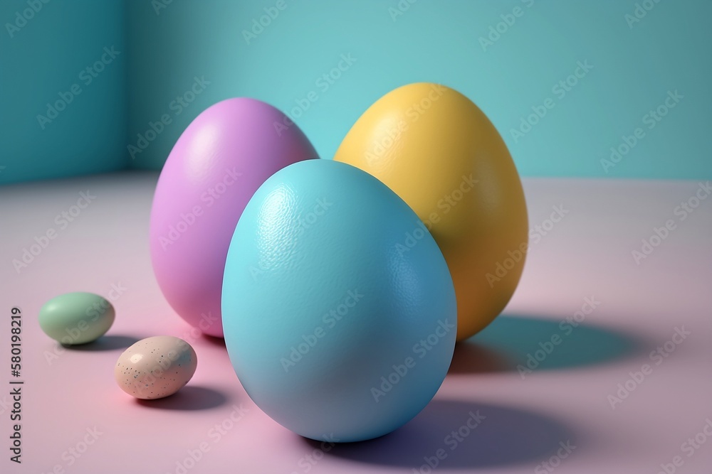 Painted Easter Eggs, Easter Eggs background, Easter holiday, generative ai