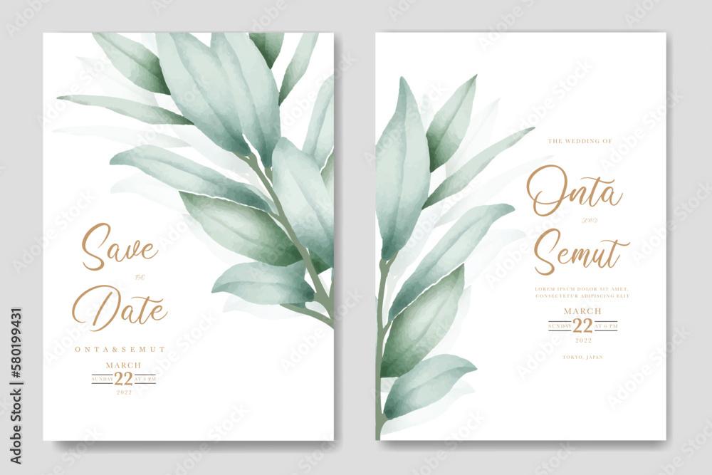 watercolor eucalyptus wedding invitation card