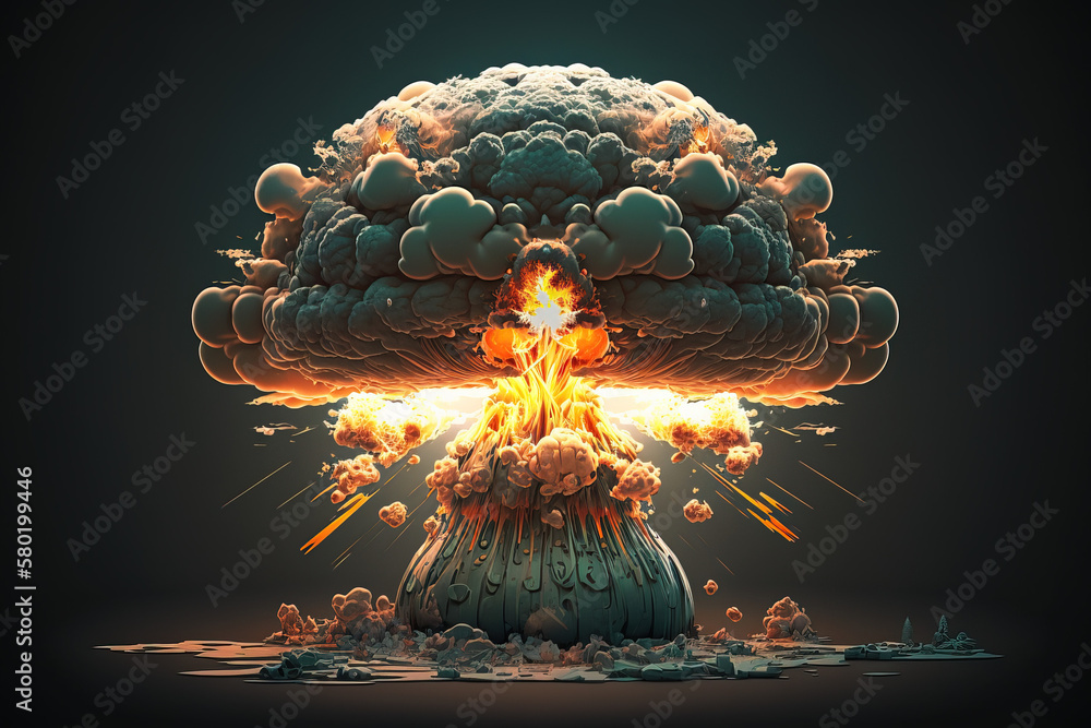 Nuclear Sub Exploding Detailed and intricate illustration of a nuclear bomb exploding, with ...