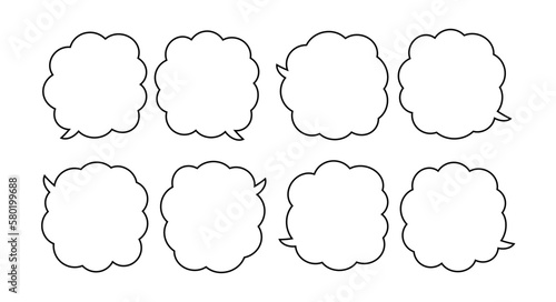 モノクロの雲形フキダシセット