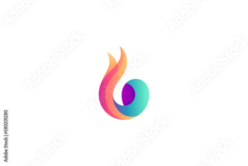 fire letter g shape logo with colorful design