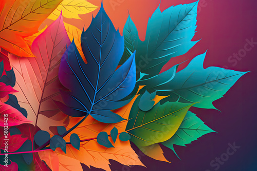 creative colorful autumn leaves. Generative AI