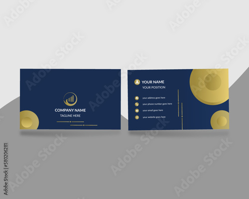 Blue business card design. Elegant and professional business card template. photo