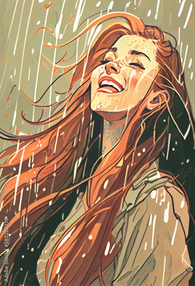drawing woman laughing rain favorite vertigo evokes feelings joy