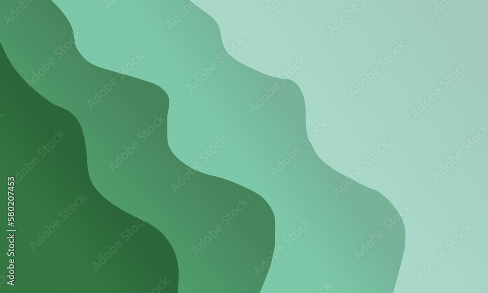 Abstract geometric shape background with gradient color. Green color.